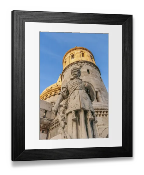 Framed Print : Hungary, Budapest. Fishermans Bastion and statue of Janos Hunyadi Framed Print : Hungary, Budapest. Fishermans Bastion and statue of Janos Hunyadi