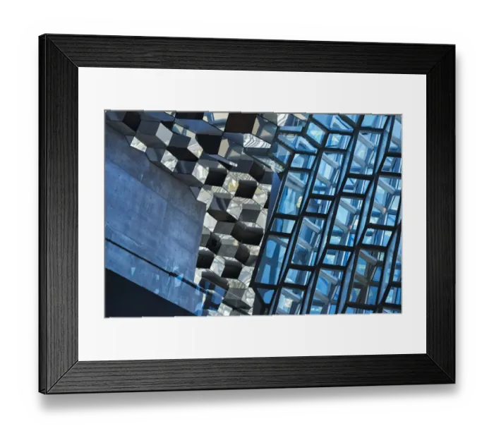 Framed Print : Inside Harpa Concert Hall and Conference Center inspired by the basalt landscape of