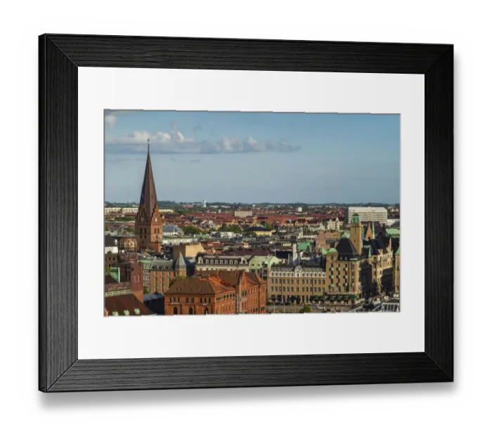 Framed Print : Sweden, Scania, Malmo, Inre Hamnen inner harbor, elevated skyline view Framed Print : Sweden, Scania, Malmo, Inre Hamnen inner harbor, elevated skyline view