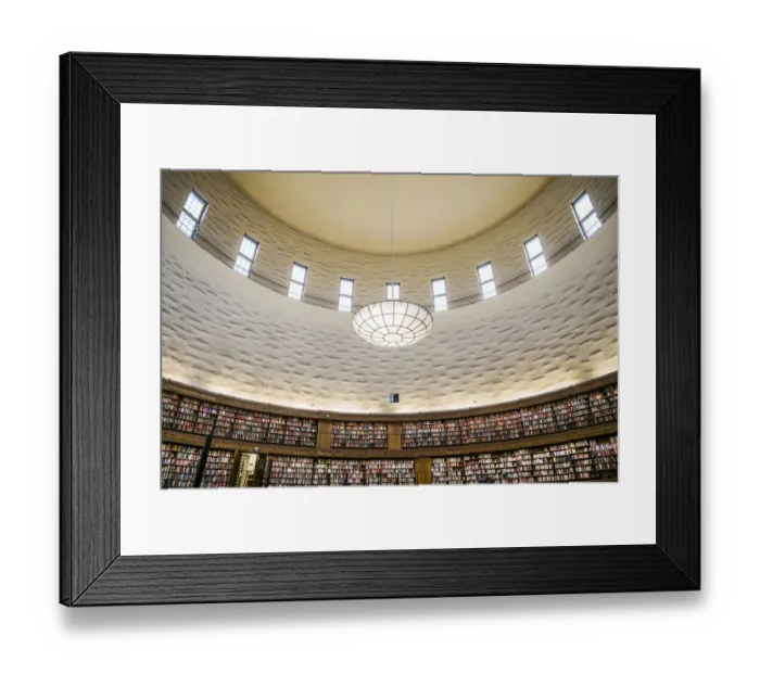 Framed Print : Sweden, Stockholm, City Library, circular interior by architect Erik Gunnar Asplund