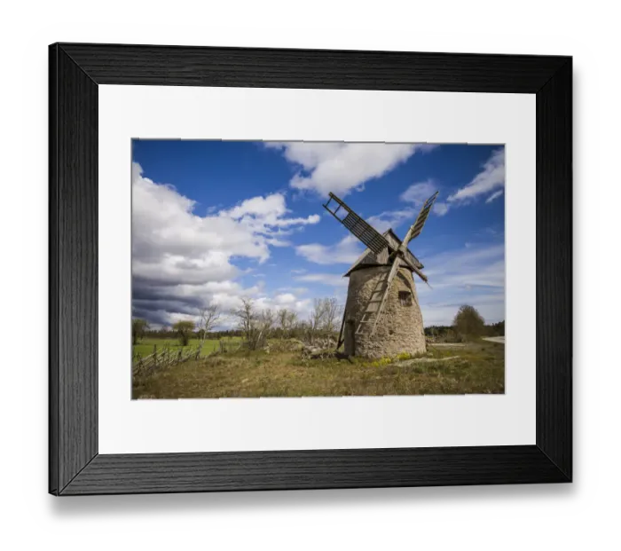 Framed Print : Sweden, Gotland Island, Botvatte, old windmill Framed Print : Sweden, Gotland Island, Botvatte, old windmill