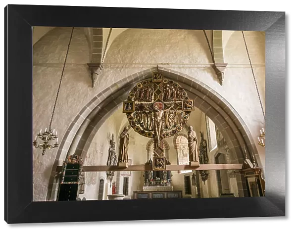Sweden, Gotland Island, Oja, Oja church, crucifix (Editorial Use Only)