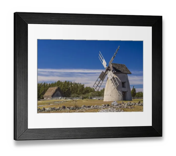 Framed Print : Sweden, Faro Island, Eroskogs, old windmill Framed Print : Sweden, Faro Island, Eroskogs, old windmill