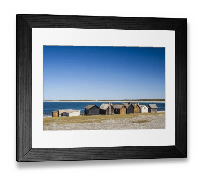 Framed Print : Sweden, Faro Island, Kursviken, coastal farmers fishing shacks Framed Print : Sweden, Faro Island, Kursviken, coastal farmers fishing shacks