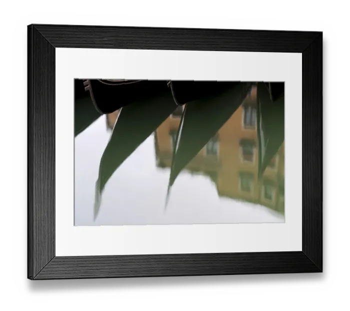 Framed Print : Europe, Italy, Venice. Reflections of gondolas in canal
