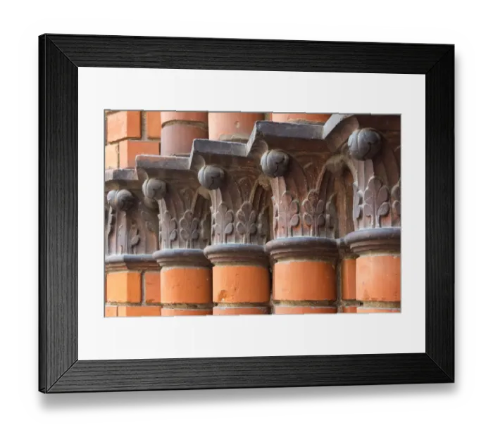 Framed Print : Carved red columns in the old town, Riga, Latvia Framed Print : Carved red columns in the old town, Riga, Latvia