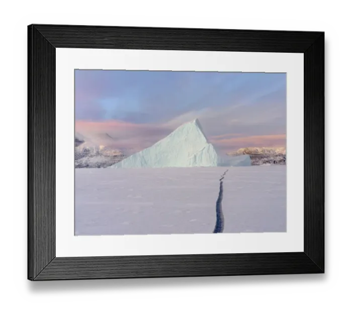 Framed Print : Icebergs in front of Storen Island, frozen into the sea ice of the Uummannaq fjord system Framed Print : Icebergs in front of Storen Island, frozen into the sea ice of the Uummannaq fjord system