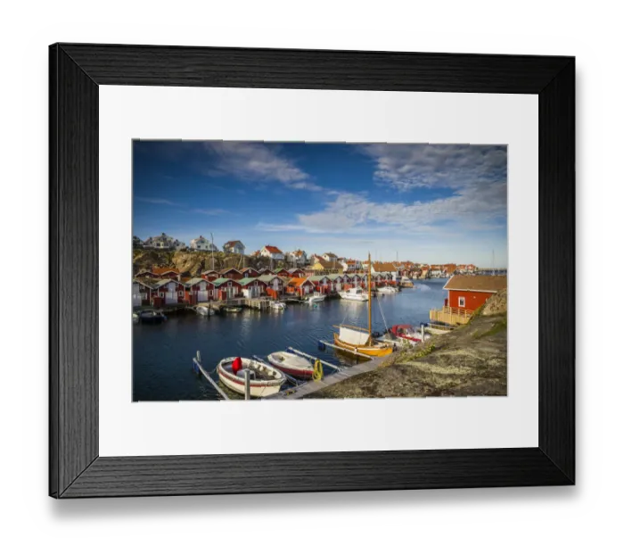 Framed Print : Sweden, Bohuslan, Smogen, Smogenbryggan, antique boat houses and fishing shacks Framed Print : Sweden, Bohuslan, Smogen, Smogenbryggan, antique boat houses and fishing shacks