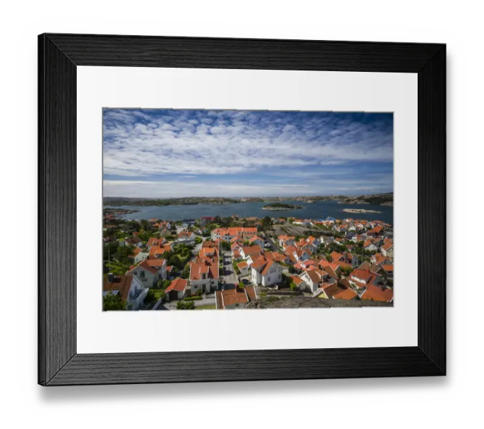 Framed Print : Sweden, Bohuslan, Fjallbacka, elevated town view from the Vetteberget cliff Framed Print : Sweden, Bohuslan, Fjallbacka, elevated town view from the Vetteberget cliff