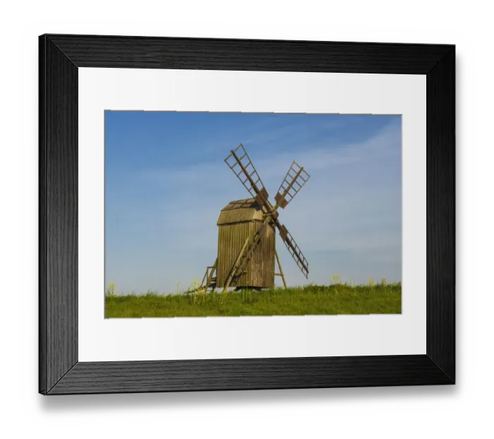 Framed Print : Sweden, Oland Island, Lerkaka, antique wooden windmills