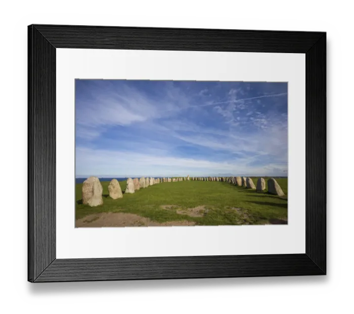 Framed Print : Southern Sweden, Kaseberga, Ales Stenar, Ales Stones, early peoples ritual site Framed Print : Southern Sweden, Kaseberga, Ales Stenar, Ales Stones, early peoples ritual site