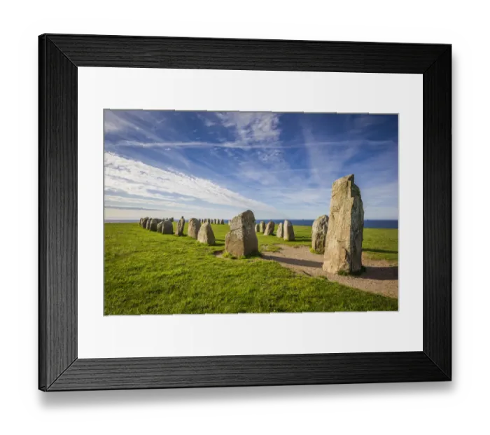 Framed Print : Southern Sweden, Kaseberga, Ales Stenar, Ales Stones, early peoples ritual site