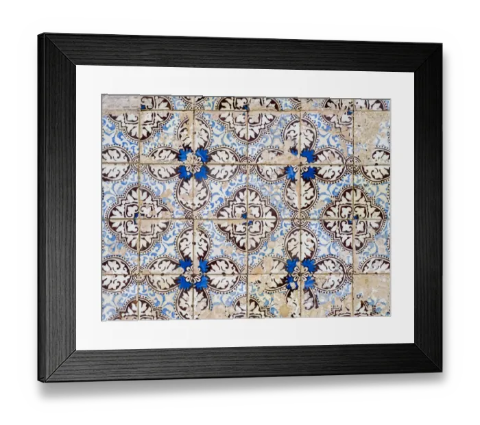 Framed Print : Portugal, Costa Nova. Colorful azulejo tiles on the exterior wall of house Framed Print : Portugal, Costa Nova. Colorful azulejo tiles on the exterior wall of house