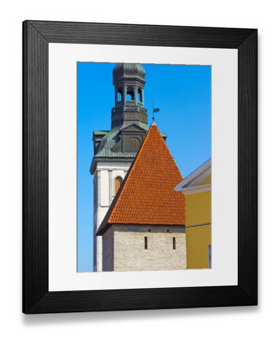 Framed Print : St. Marys Cathedral spire and Maiden Tower in the old town, Tallinn, Estonia Framed Print : St. Marys Cathedral spire and Maiden Tower in the old town, Tallinn, Estonia