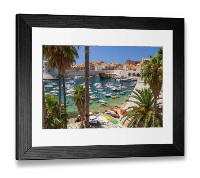 Framed Print : View of boats in Old Port, Dalmatian Coast, Adriatic Sea, Croatia, Eastern Europe