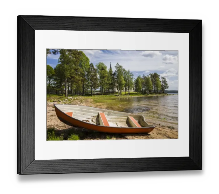 Framed Print : Sweden, Varmland, Vastra Fagelvik, small boat