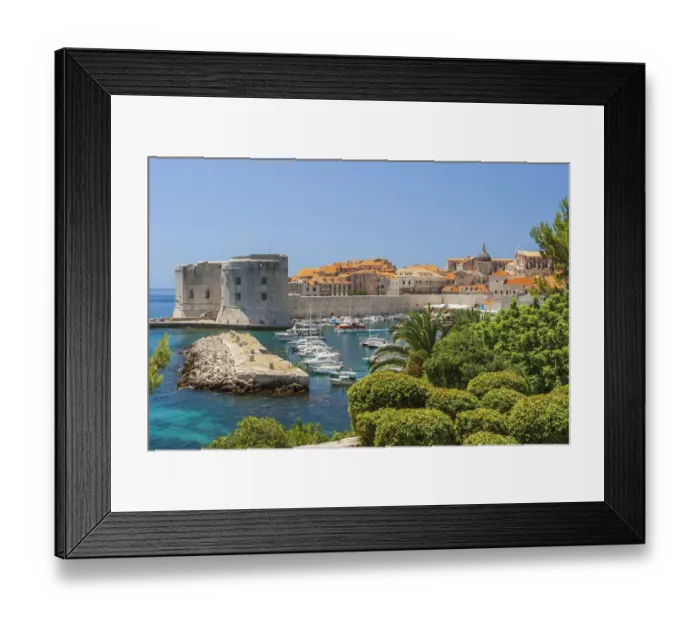 Framed Print : View of boats in Old Port, Dubrovnik, Dalmatian Coast, Adriatic Sea, Croatia