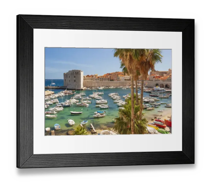 Framed Print : View of boats in Old Port, Dalmatian Coast, Adriatic Sea, Croatia, Eastern Europe