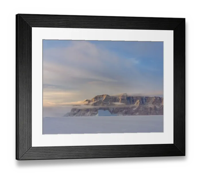 Framed Print : Icebergs in front of Storen Island, frozen into the sea ice of the Uummannaq fjord system Framed Print : Icebergs in front of Storen Island, frozen into the sea ice of the Uummannaq fjord system