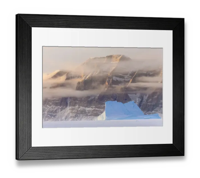 Framed Print : Icebergs in front of Storen Island, frozen into the sea ice of the Uummannaq fjord system Framed Print : Icebergs in front of Storen Island, frozen into the sea ice of the Uummannaq fjord system