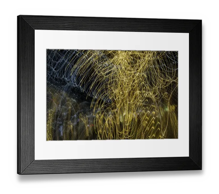 Framed Print : USA, Arizona, Buckeye. Abstract of decorated trees at night during Christmas