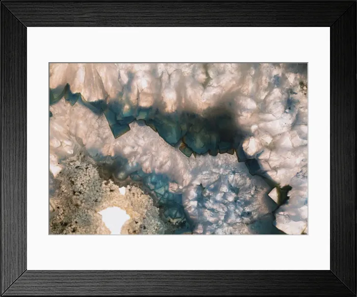 Framed Print : Sliced rock crystals of a geode Framed Print : Sliced rock crystals of a geode