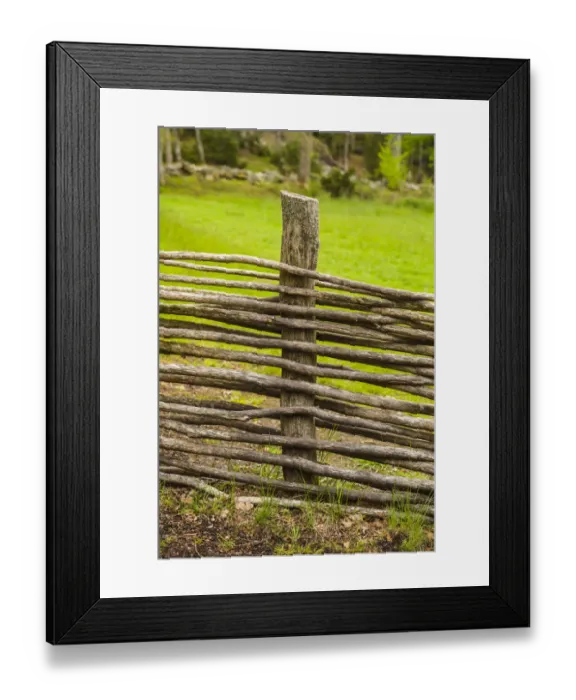 Framed Print : Sweden, Bohuslan, Tanumshede, traditional architecture, wood fence Framed Print : Sweden, Bohuslan, Tanumshede, traditional architecture, wood fence