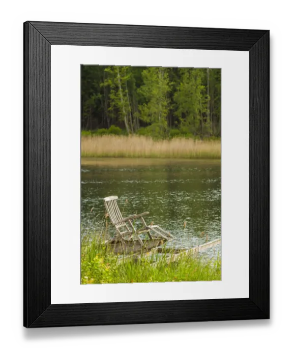 Framed Print : Sweden, Bohuslan, Salto Island, wooden chair Framed Print : Sweden, Bohuslan, Salto Island, wooden chair