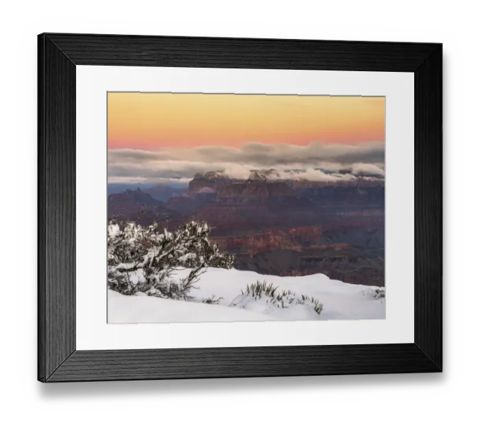 Framed Print : USA, Arizona, Grand Canyon. Winter sunrise on canyon