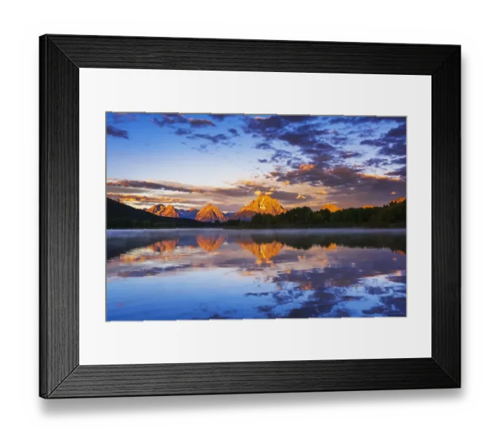 Framed Print : Dawn light over the Tetons from Oxbow Bend, Grand Teton National Park, Wyoming, USA