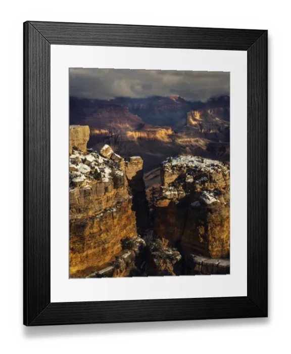 Framed Print : USA, Arizona, Grand Canyon. Winter sunset on canyon landscape