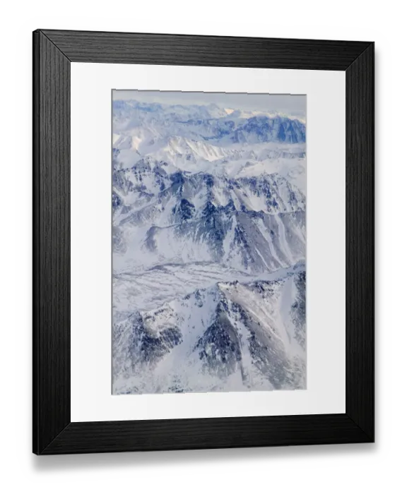 Framed Print : Aerial view of snow covered mountain range, Alaska, USA