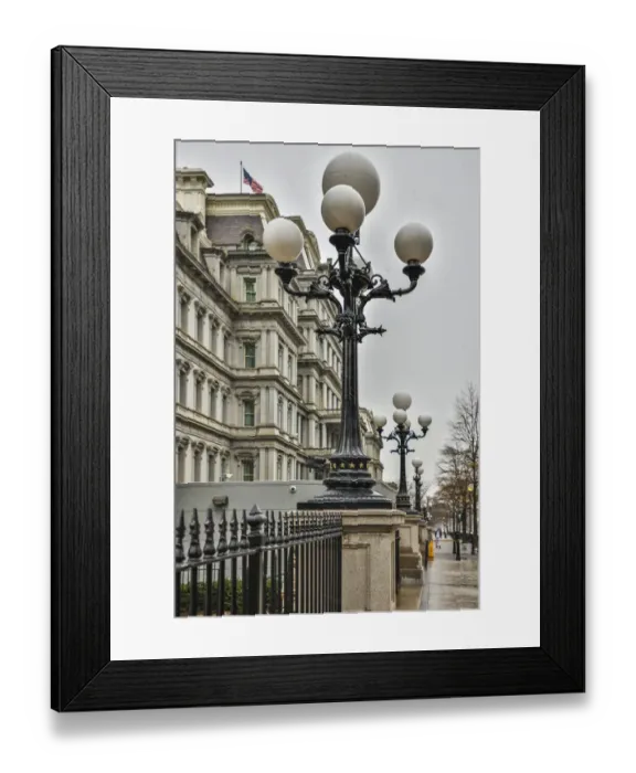 Framed Print : USA, District of Columbia. A snowy afternoon along the Streets of the District