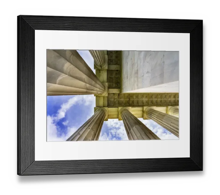 Framed Print : Tall white columns, Lincoln Memorial, Washington DC. Dedicated 1922