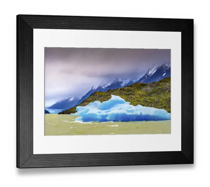 Framed Print : Blue Iceberg Grey Lake, Torres del Paine National Park, Patagonia, Chile