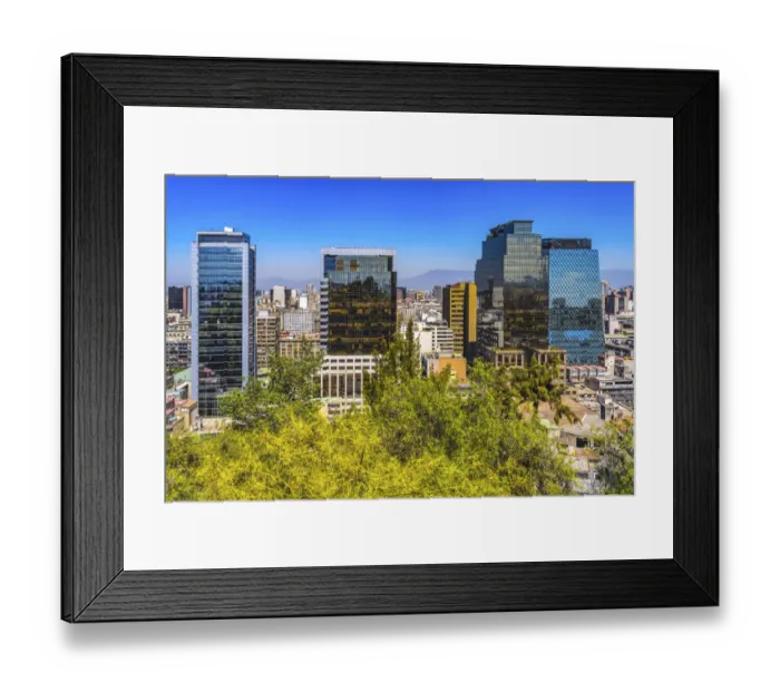 Framed Print : Modern and old buildings overview Vitacura Highway Mountains, Santiago, Chile Framed Print : Modern and old buildings overview Vitacura Highway Mountains, Santiago, Chile