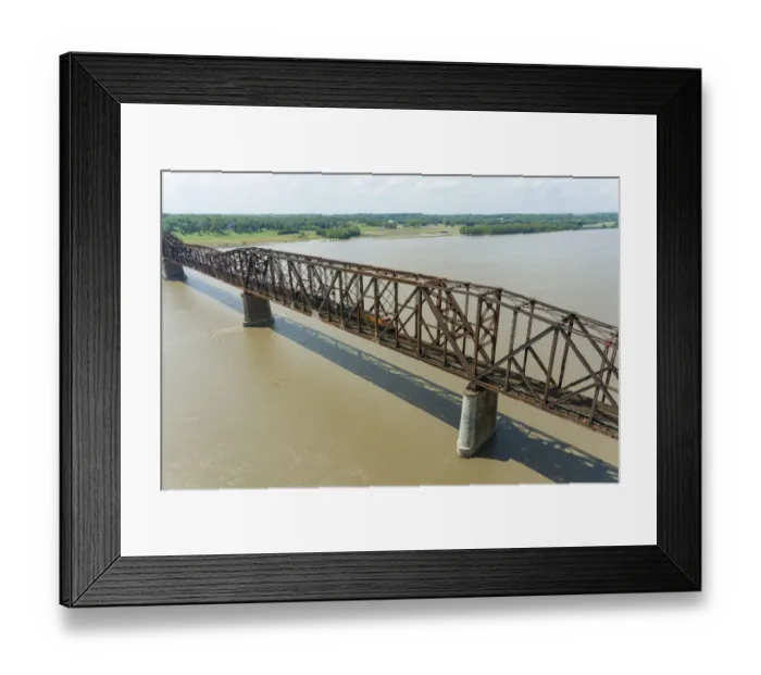 Framed Print : Freight train on Union Pacific railroad crossing the Mississippi river on the Thebes Framed Print : Freight train on Union Pacific railroad crossing the Mississippi river on the Thebes