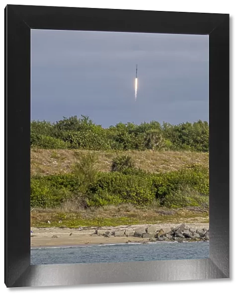 USA, Florida, Port Canaveral. A Space X rocket being launched from Cape Canaveral