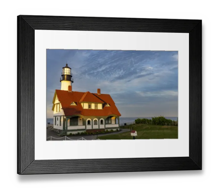 Framed Print : Sunset at Portland Head Lighthouse in Portland, Maine, USA