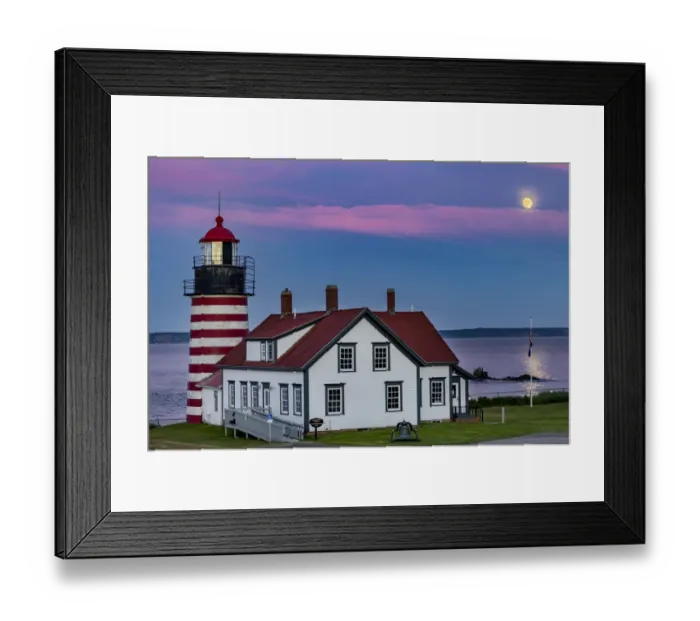 Framed Print : West Quoddy Head Lighthouse is the easternmost point in USA near Lubec, Maine, USA