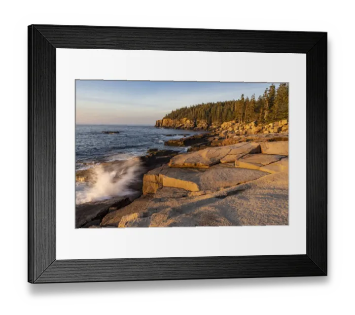 Framed Print : Otter Cliffs at sunrise in Acadia National Park, Maine, USA Framed Print : Otter Cliffs at sunrise in Acadia National Park, Maine, USA