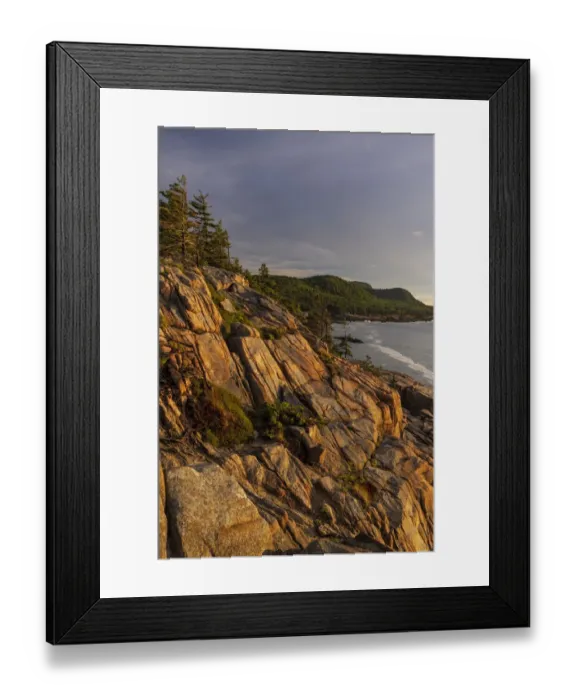 Framed Print : Otter Cliffs at sunrise in Acadia National Park, Maine, USA