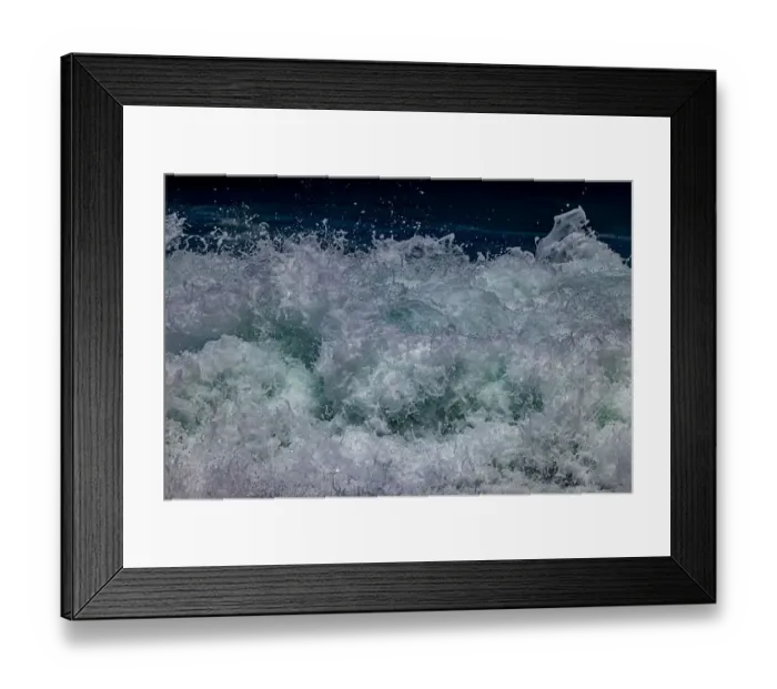 Framed Print : Waves foaming and bubbling when they hammer the sandy beach at Sunset Beach
