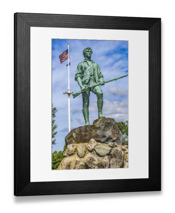 Framed Print : Lexington Minute Man Patriot Statue, Lexington Battle Green, Massachusetts