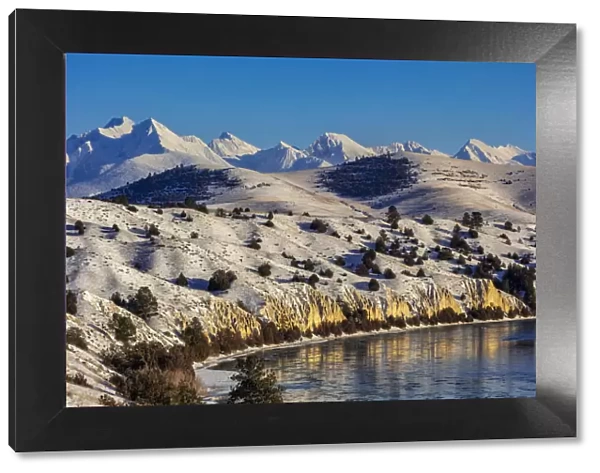 The Flathead River after a fresh snowfall in the Mission Valley, Montana, USA