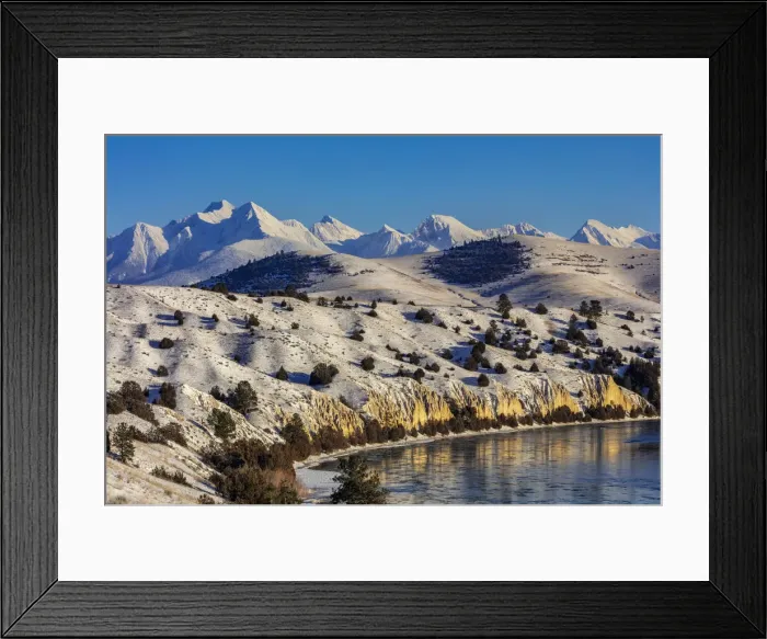 Framed Print : The Flathead River after a fresh snowfall in the Mission Valley, Montana, USA