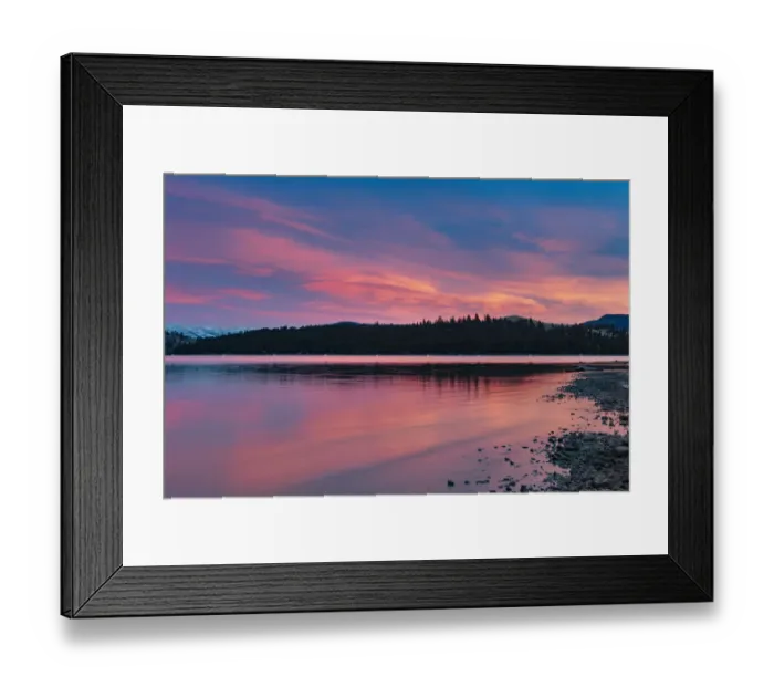 Framed Print : Fiery sunset clouds over Flathead Lake in Dayton, Montana, USA