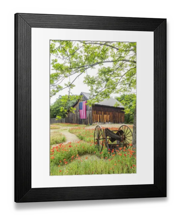 Framed Print : Castroville, Texas, USA. (Editorial Use Only) Large American flag on a barn in the Texas Framed Print : Castroville, Texas, USA. (Editorial Use Only) Large American flag on a barn in the Texas