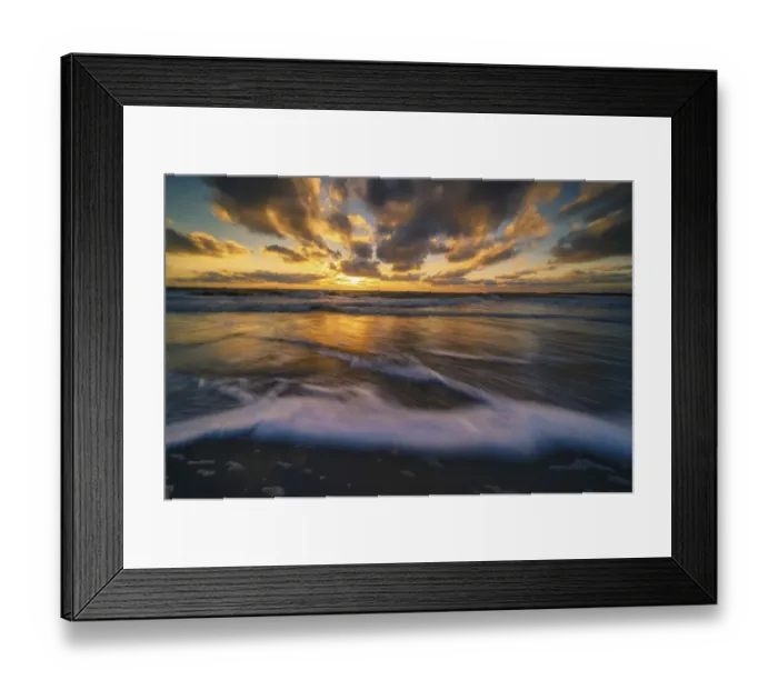 Framed Print : USA, New Jersey, Cape May National Seashore. Sunset on ocean and shore