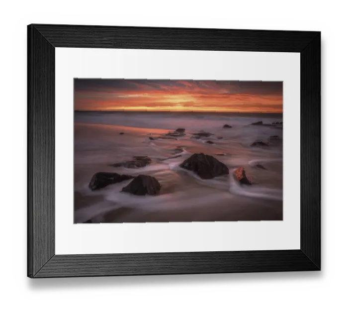 Framed Print : USA, New Jersey, Cape May National Seashore. Sunset on ocean shore